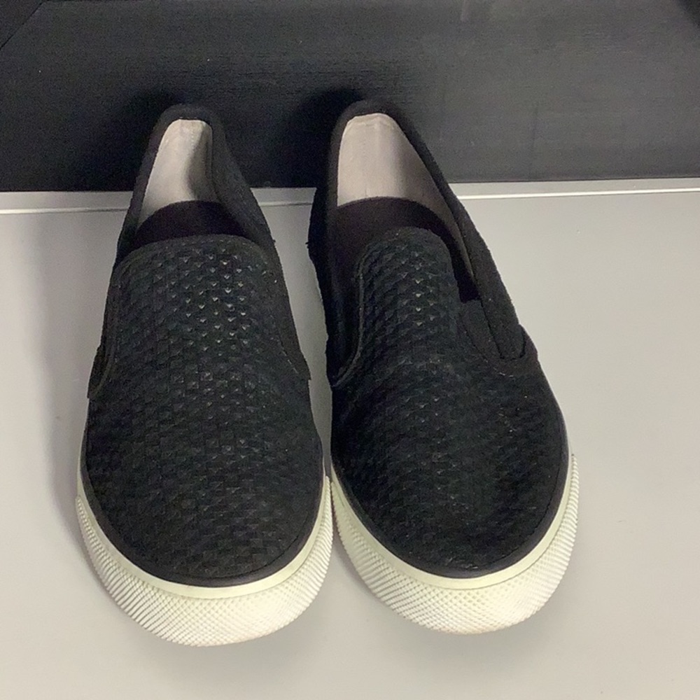 Sperry Top Siders Seaside Gray Embossed Fabric Slip On Flat Sneakers Sz 8M